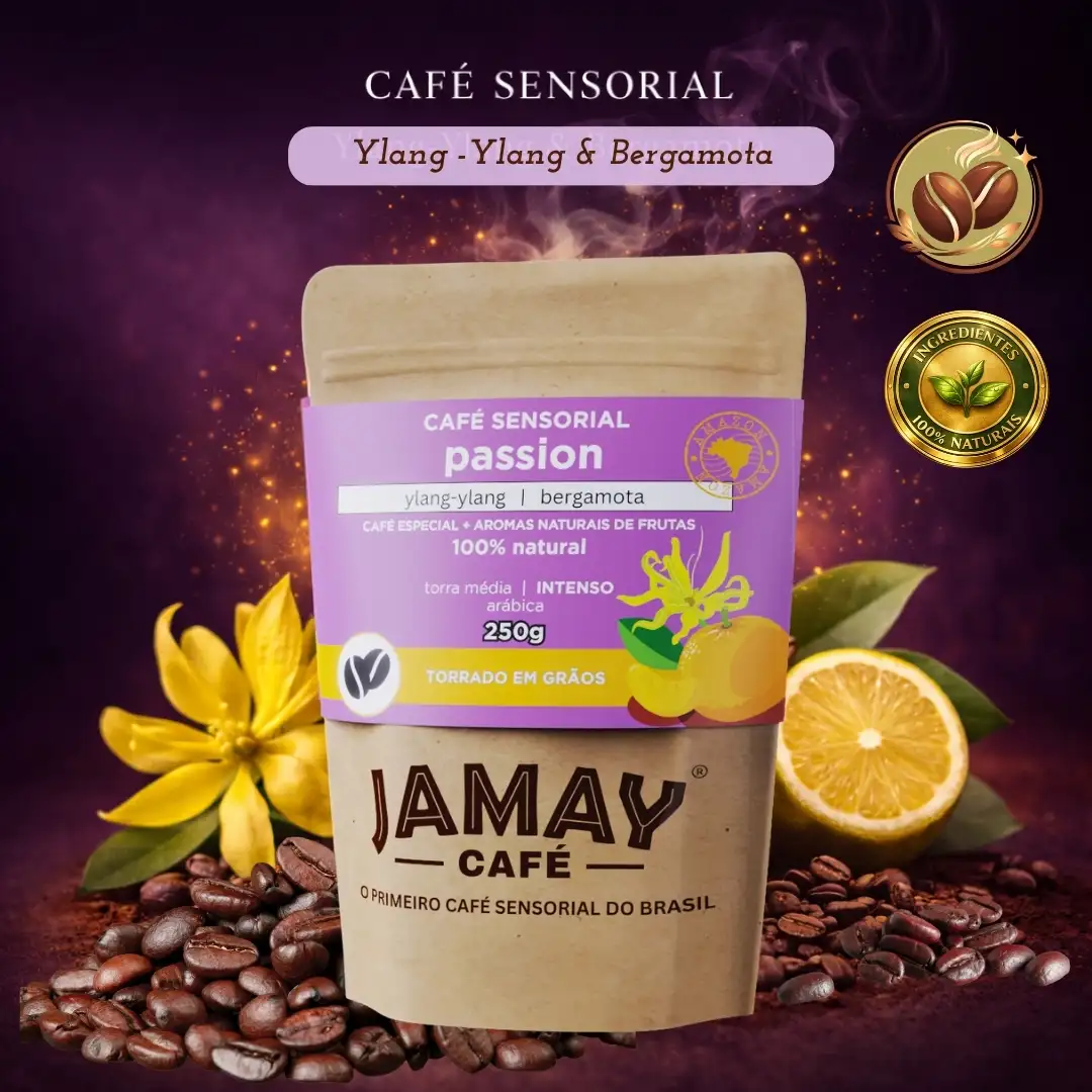 Jamay Café PASSION Grãos 250g - Café Sensorial Ylang-ylang e Bergamota