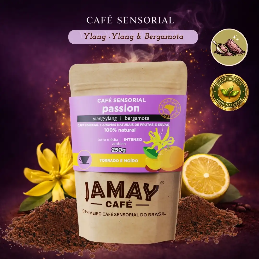 Jamay Café PASSION Moído 250g - Café Sensorial Ylang-ylang e Bergamota + Herbal Maracujá