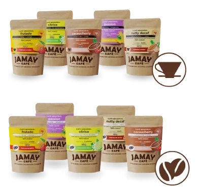 Produto com alto valor percebido. Linha CBD.BR e linha Jamay Café, moído e grãos.